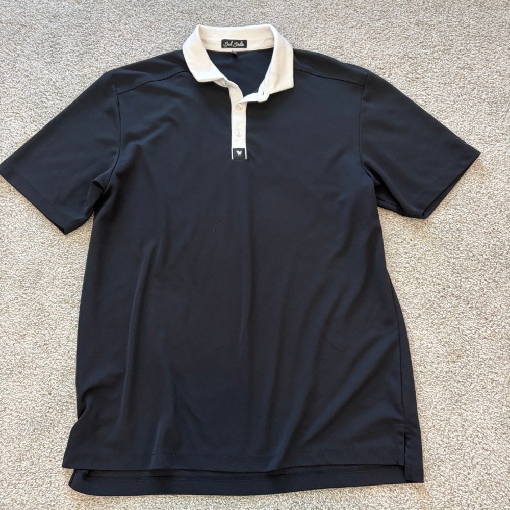 Bad Birdie Golf Polo Mens XL Black White Collar Solid Short Sleeve Tennis Prep
